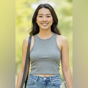 Topshop Grey Summer Racerback Top Size 8